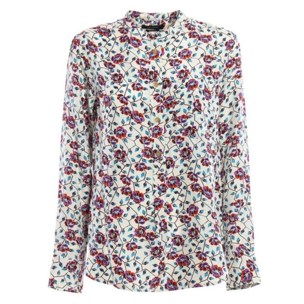 Isabel Marant Rusak Vine-Print Silk Blouse Button Down Size Small Floral Classic